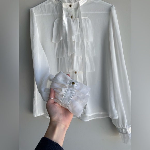 Story on button down lace bib long sleeve shirt - Picture 10 of 10